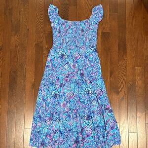 Lilly Pulitzer Girls Mini Jilly Midi Dress Breakwater Blue Shells N Bells Large